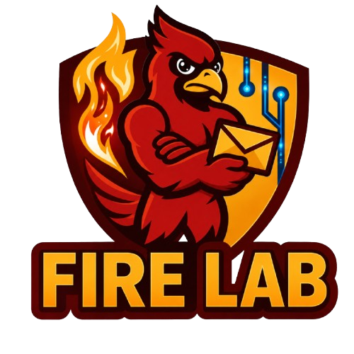 FIRE Lab cardinal holding an email envelope
